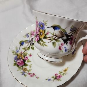 Royal Albert Woodland Series Bone China Hummingbird Tea Cup And Saucer Set